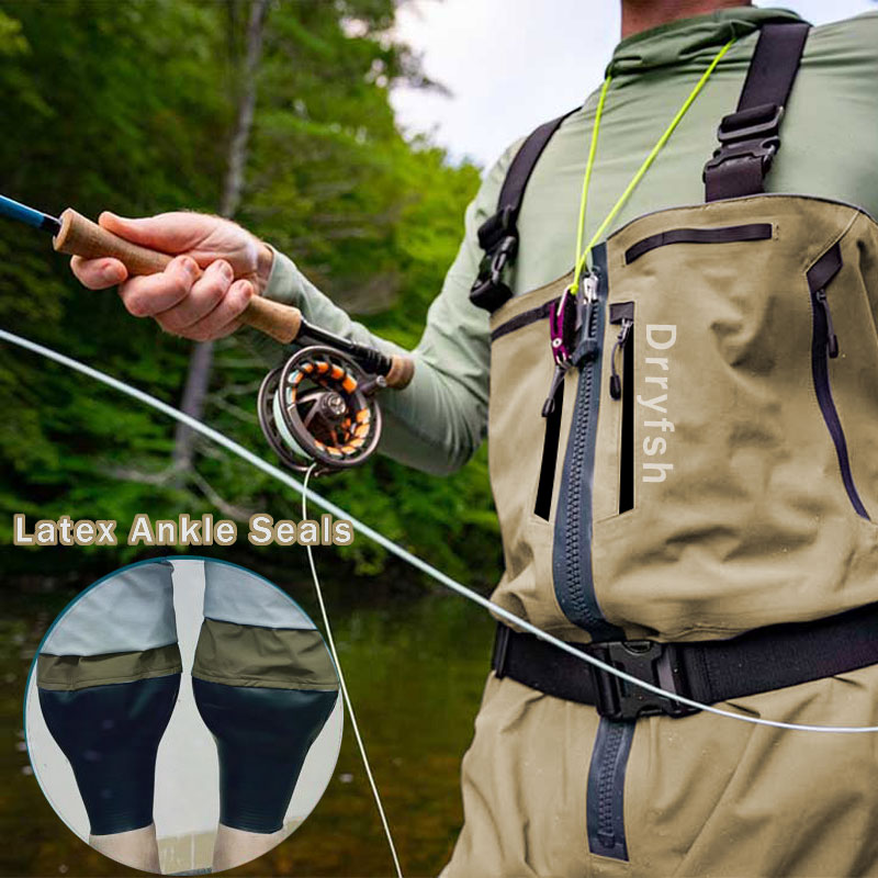 Fishing Waders - Wader sin botas impermeable con cremallera,